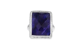 17.00 Carat Sapphire Roped-Edge Ring in Sterling Silver