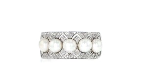 4.5-5mm Cultured Pearl and .11 ct. t.w. Diamond Ring in Sterling Silver