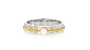 3.5-4mm Cultured Pearl Ring in Two-Tone Sterling Silver