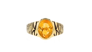 2.60 Carat Citrine and Black Enamel Animal-Print Ring in 18kt Gold Over Sterling