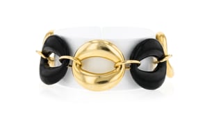 Italian Black Enamel and 18kt Gold Over Sterling Oval-Link Bracelet