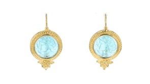 Italian Tagliamonte Blue Venetian Glass Arethusa Drop Earrings in 18kt Gold Over Sterling
