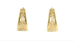 Italian 14kt Yellow Gold Textured and Polished Lace Hoop Earrings