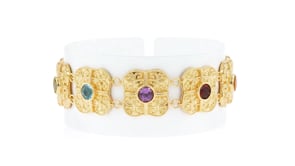 4.20 ct. t.w. Multi-Gemstone Etruscan-Style Bracelet in 18kt Gold Over Sterling