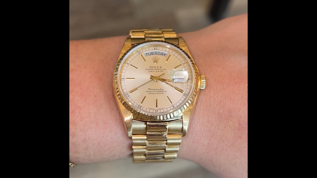 Rolex Day-Date President Tiffany & Co. Dial Ref 18038 in 18k 