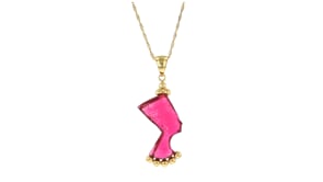 Italian Purple Venetian Glass Nefertiti Pendant Necklace in 18kt Gold Over Sterling