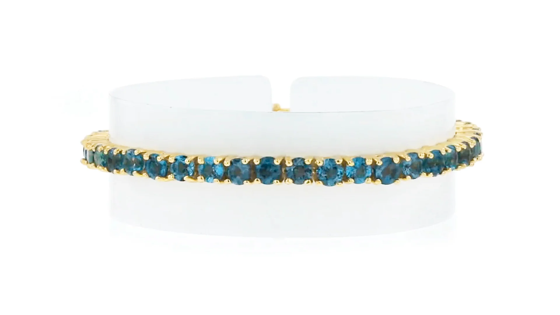 12.00 ct. t.w. London Blue Topaz Tennis Bracelet in 18kt Gold Over