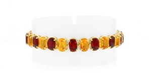 14.00 ct. t.w. Garnet and 11.00 ct. t.w. Citrine Bracelet in 18kt Gold Over Sterling