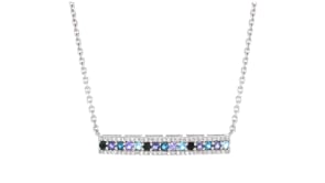 1.30 ct. t.w. Multi-Gemstone Bar Necklace in Sterling Silver