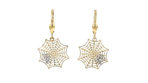 14kt Two-Tone Gold Spiderweb Drop Earrings