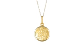 14kt Yellow Gold Saint Michael Pendant Necklace