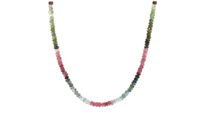 50.00 ct. t.w. Multicolored Tourmaline Bead Necklace with 14kt Yellow Gold Magnetic Clasp