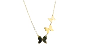 Italian 14kt Yellow Gold Butterfly Trio Necklace