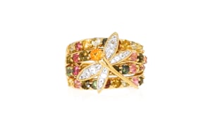 2.95 ct. t.w. Multi-Gemstone Dragonfly Ring in 18kt Gold Over Sterling