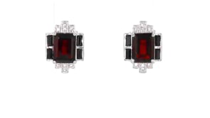 3.70 ct. t.w. Garnet and .50 ct. t.w. Multi-Gem Earrings in Sterling Silver