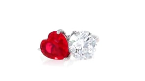 3.50 Carat CZ and 1.00 Carat Simulated Ruby Toi et Moi Ring in Sterling Silver