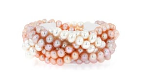 6-7mm Multicolored Cultured Pearl Braided Stretch Bracelet