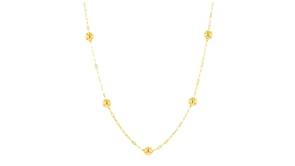 Italian 14kt Yellow Gold Station Bead and Paper Clip Link Necklace