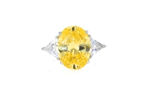 9.00 Carat Simulated Yellow Sapphire Ring with 2.00 ct. t.w. CZs in Sterling Silver