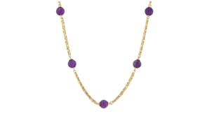 25.00 ct. t.w. Amethyst Bead Byzantine Station Necklace in 18kt Gold Over Sterling