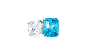 10.20 ct. t.w. Blue and White CZ Toi et Moi Ring in Sterling Silver