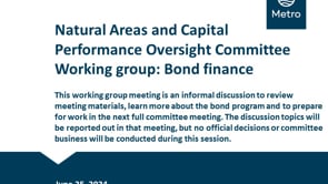 June 25, 2024: Parks and Nature Oversight Committee finance working group on Vimeo