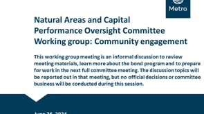 June 26, 2024: Parks and Nature Oversight Committee community engagement working group on Vimeo