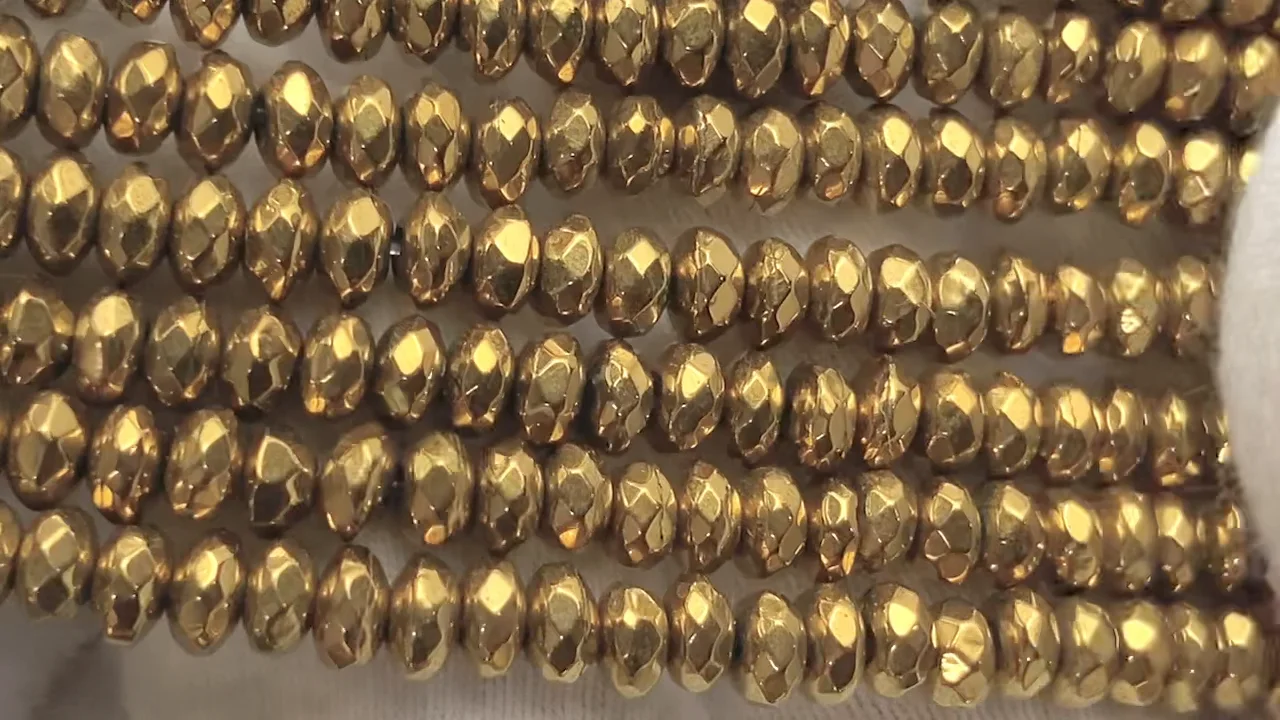 ◇磁気入り◇ヘマタイト ボタンカット4×4×2mm ゴールドコーティング 1