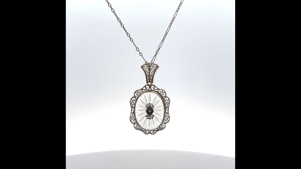 01 Antique Art Deco Camphor Glass Pendant in 14k – Filigree Jewelers