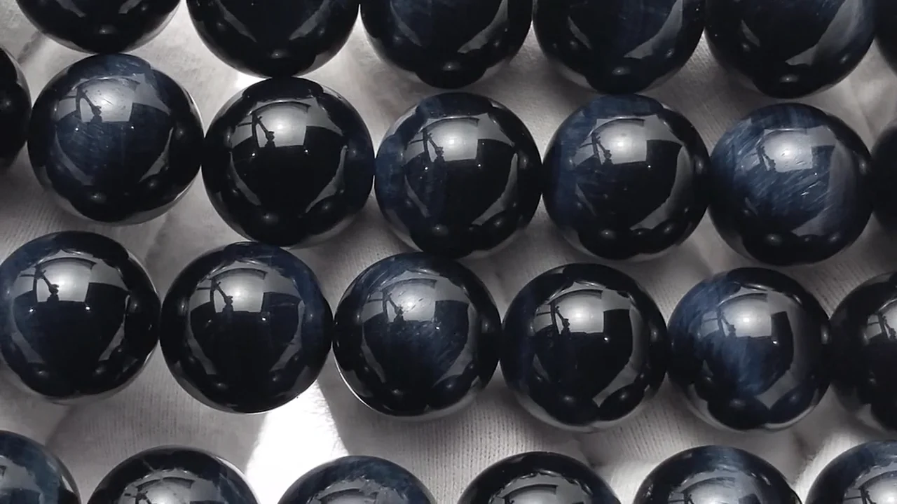 天然色ブルータイガーアイ ラウンド14mm 1/4連～1連｜天然石