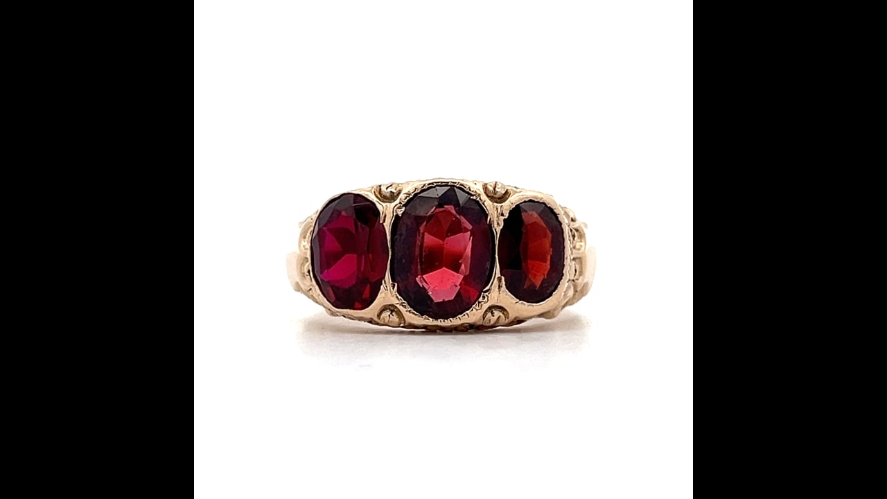 4.04 Men's Victorian Garnet Ring in 10k Yellow Gold – Filigree