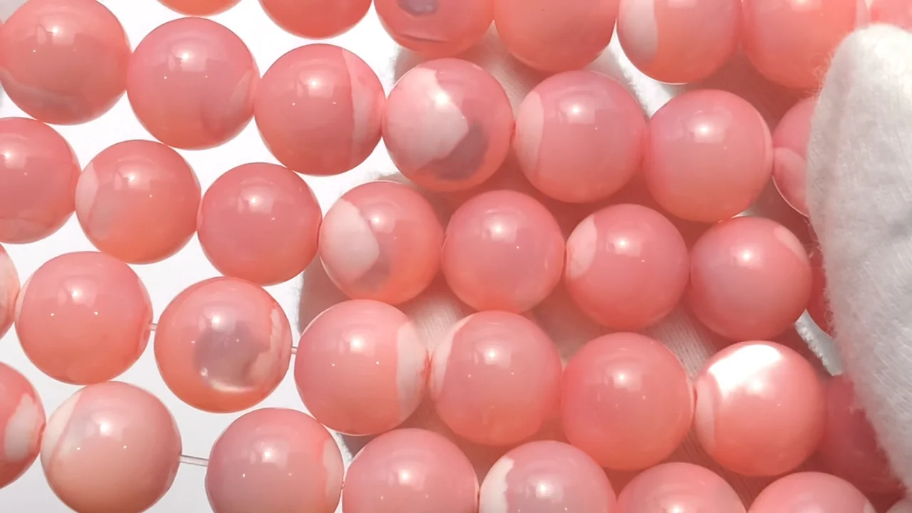 マザーオブパール ピンク ラウンド10mm ｜天然石ビーズの卸問屋・通販