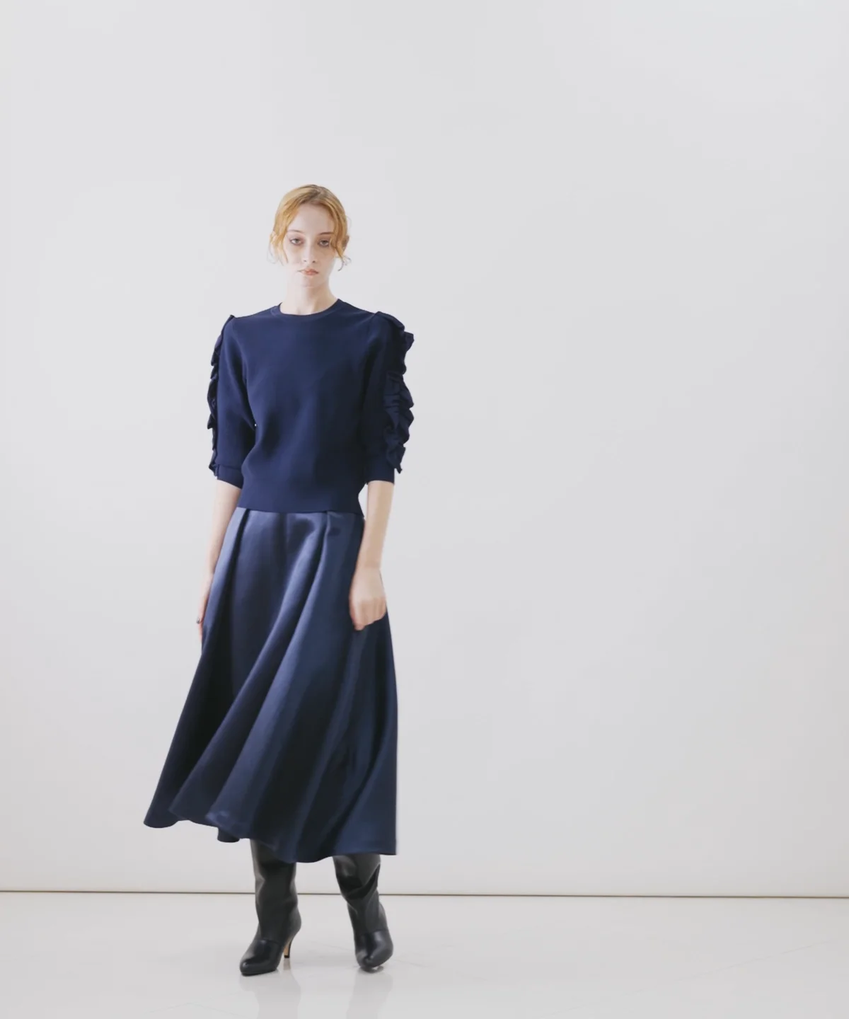 Sov. / フリルスリーブニットプルオーバー(SALE) TOPS Night Sov. / フリルスリーブニットプルオーバー(SALE) TOPS Night