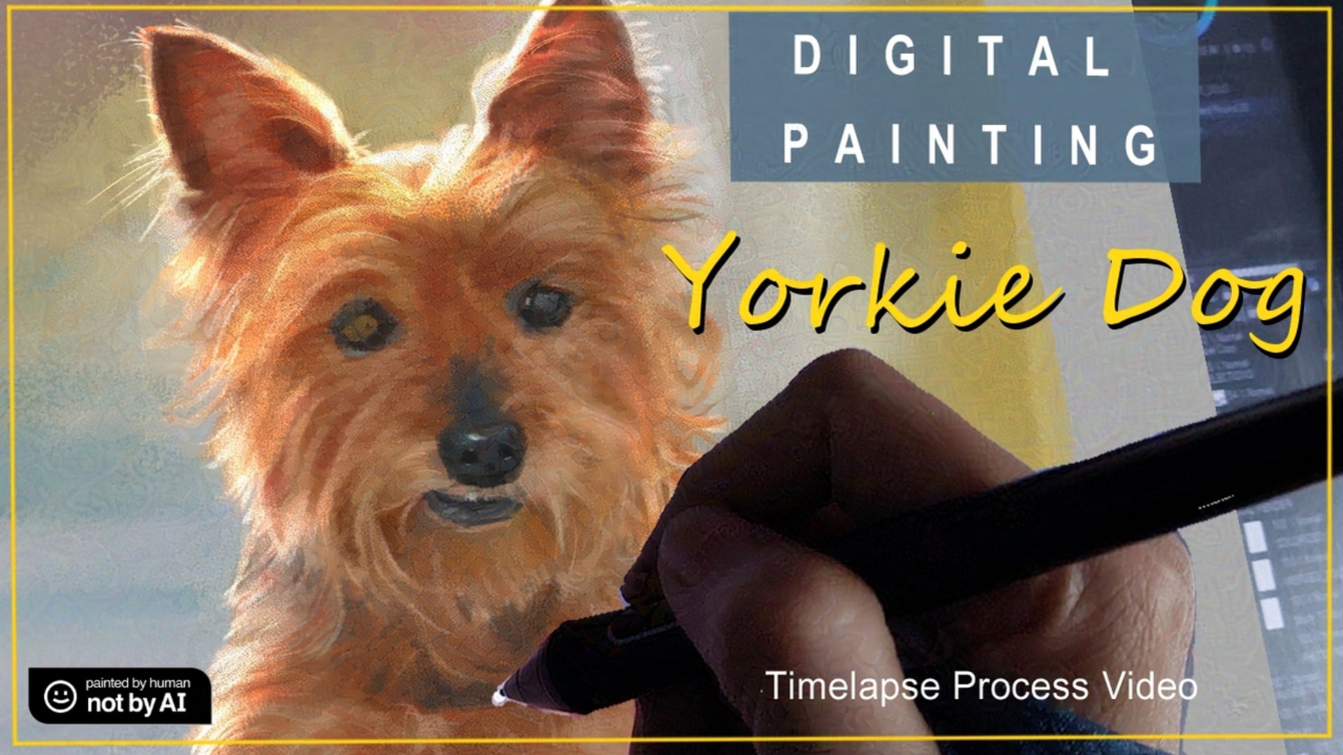 Drawing And Painting a Half-Blind Yorkie (Time-lapse) #paintedbyhuman #notbyai