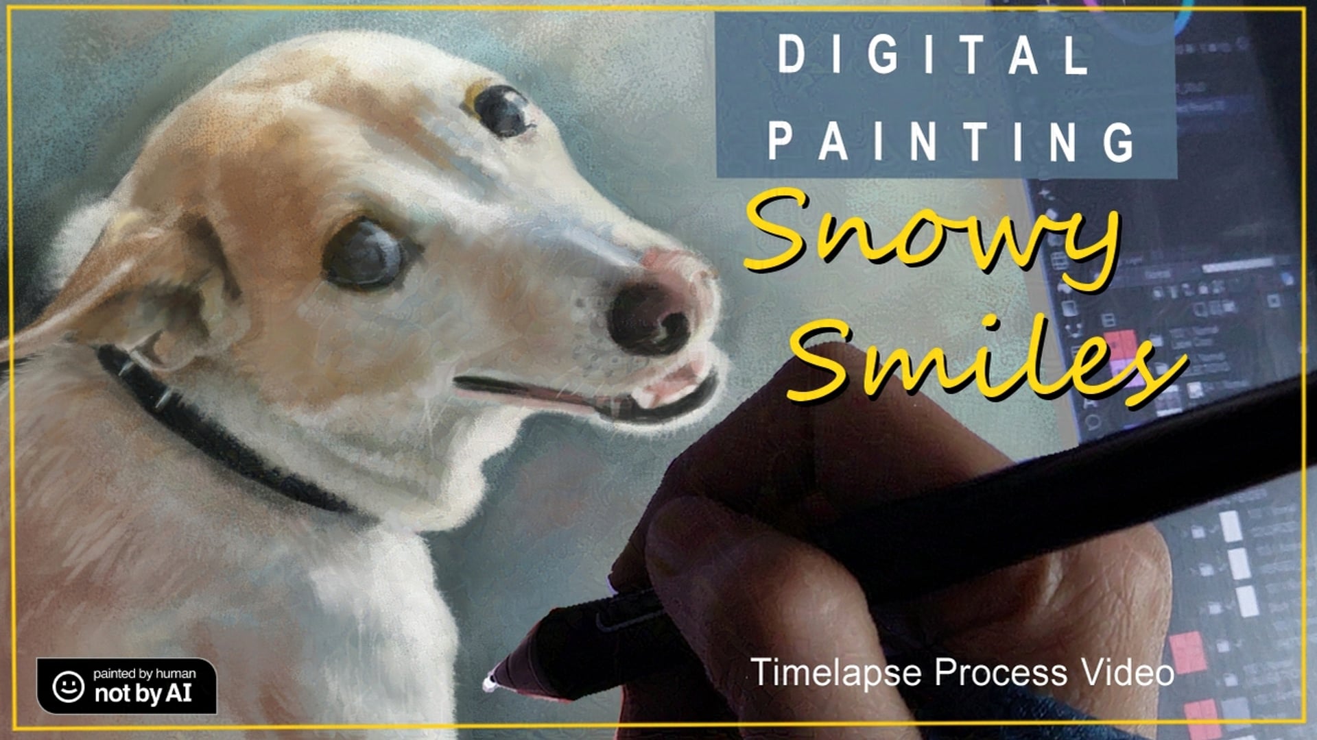 Digital Painting A Shy Dog (Time-lapse) #paintedbyhuman  #notbyai