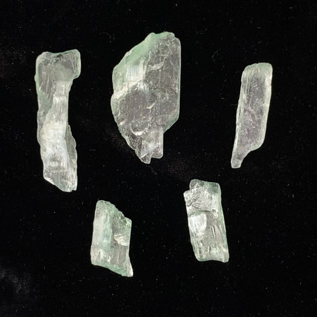 Green Spodumene var: Hiddenite (5-crystal set)