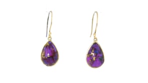 Purple Turquoise Drop Earrings in 10kt Yellow Gold