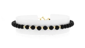 4-4.5mm Onyx Bead Bracelet in 10kt Yellow Gold