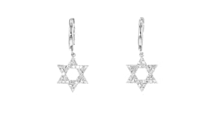 30 ct. t.w. Diamond Star of David Hoop Drop Earrings in Sterling Silver