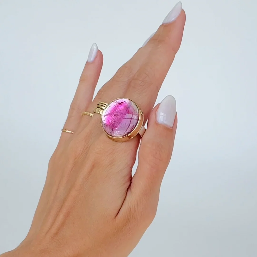 Round Pink Tourmaline Ring by Jamie Joseph - NEWTWIST