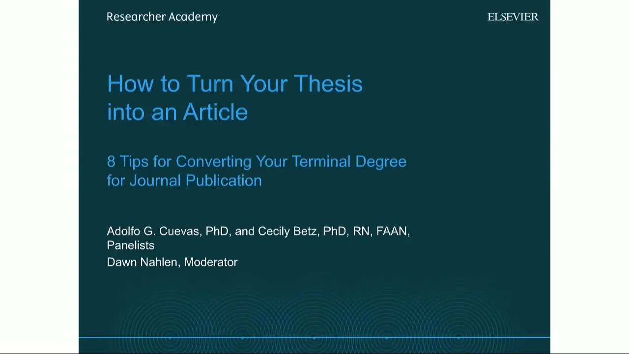 How to turn your thesis into an article | Elsevier Researcher Academy