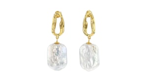 6-14mm Cultured Pearl Twisted-Oval Drop Earrings in 18kt Gold Over Sterling