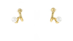 6mm Cultured Pearl Curved-Loop Hoop Earrings in 18kt Gold Over Sterling