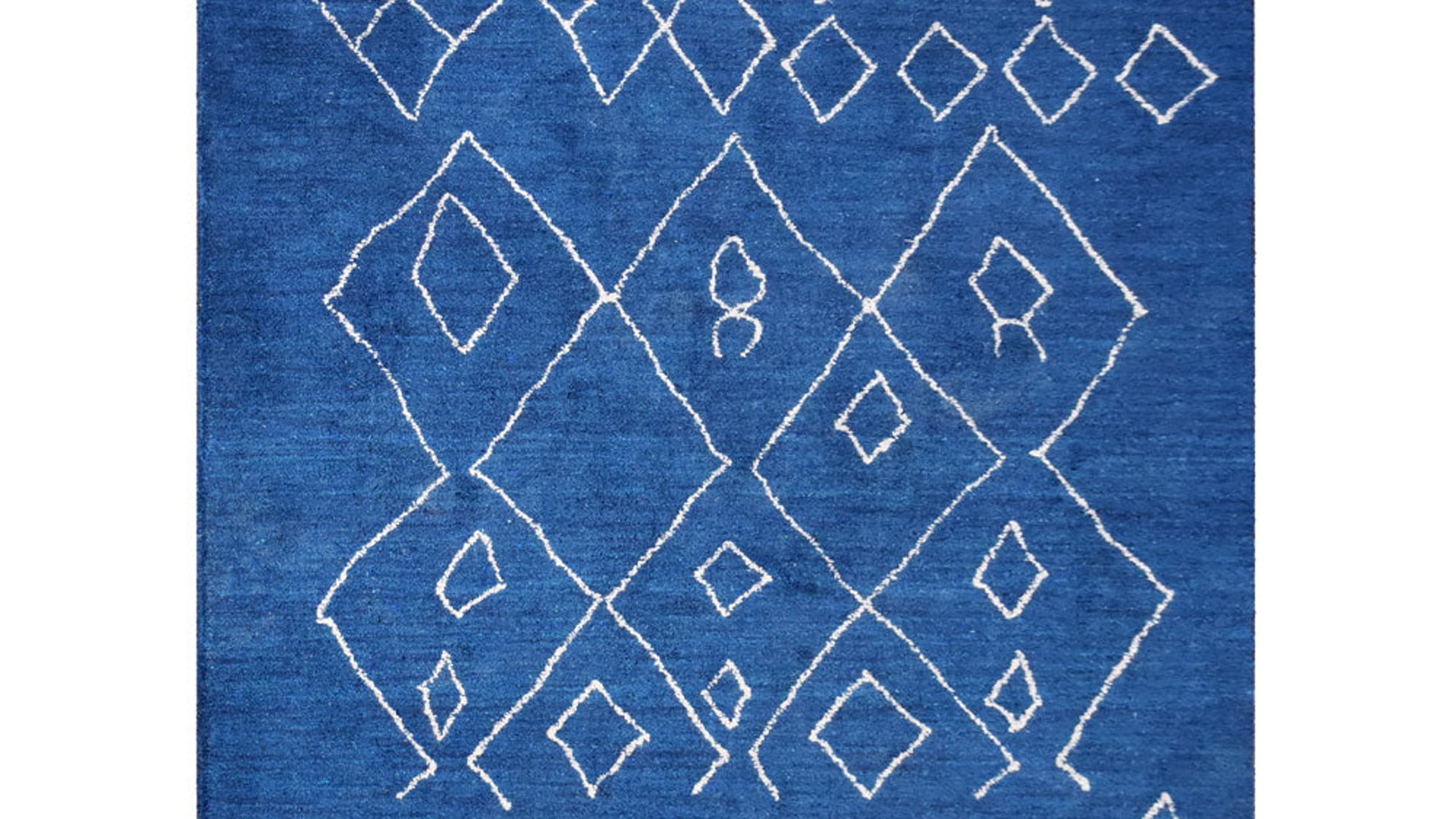 Hand Knotted Loom Silk Mix Area Rug Contemporary Blue White, [Rectangle ...