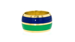 Italian Blue and Green Enamel Striped Ring in 18kt Gold Over Sterling