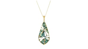 Mother-of-Pearl and Abalone Shell Dragonfly Pendant Necklace in 18kt Gold Over Sterling