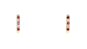 10 ct. t.w. Ruby and .10 ct. t.w. Diamond Huggie Hoop Earrings in 14kt Yellow Gold