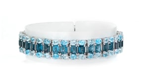 25.80 ct. t.w. Tonal Blue and White Topaz Bracelet in Sterling Silver