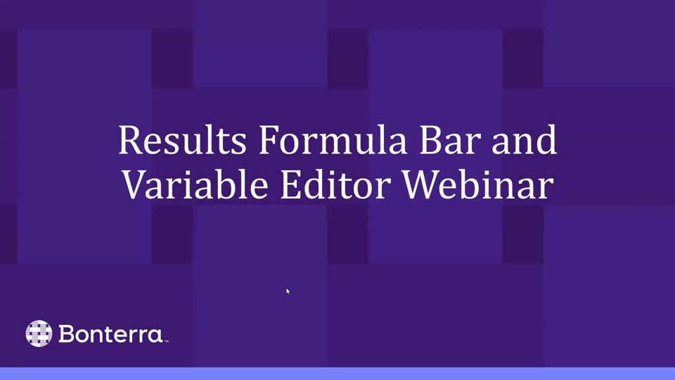 Formula Bar and Variable Editor