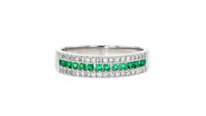 1.70 ct. t.w. Emerald and .20 ct. t.w. Diamond Ring in 14kt White Gold
